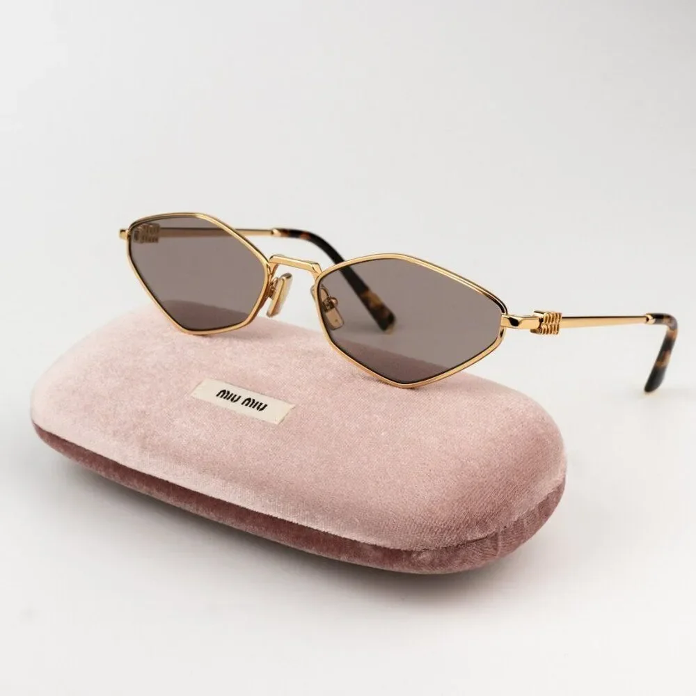NEW Miu Miu MU56ZS 5AK20I REGARD Gold Light Purple Geometric Unisex Sunglasses